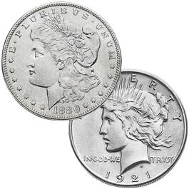 complete morgan peace silver dollars PMC a Main