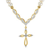 Pearl and Diamond Cross Necklace 10708 0012 b pendant