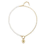 half pearl half chain initial necklace UK HPCN b two