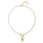 half pearl half chain initial necklace UK HPCN b two