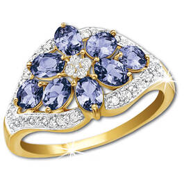 rare tanzanite bouquet 14ct gold ring UK TBR5 a main