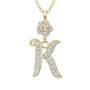 Diamond Rose Initial Pendant with Free Matching Earrings, Diamond Rose Initial Pendant 12023 0016 k pendant