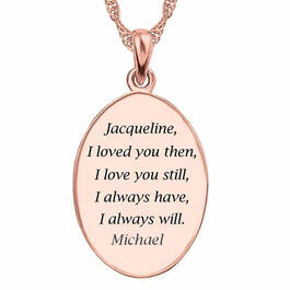 rose gold plated personalised love poem diamond pendant UK RPLPDP b two