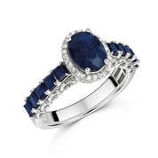 deep blue sapphire and diamond silver ring UK DBSR a main