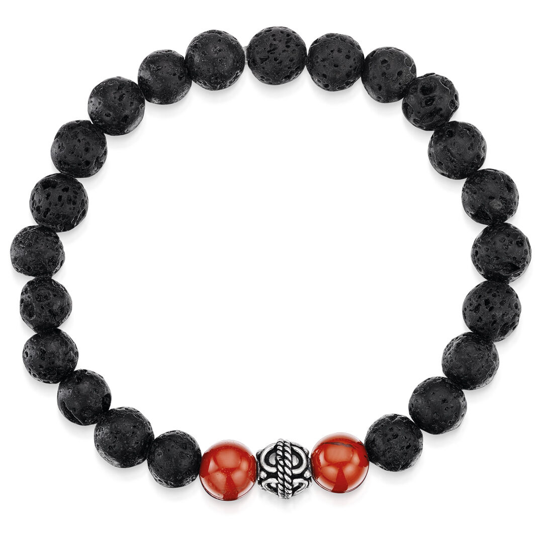 Lava Stone Red Jasper Stretch Bracelet