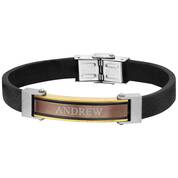 mens steel leather personalised bracelet UK MSLB a main