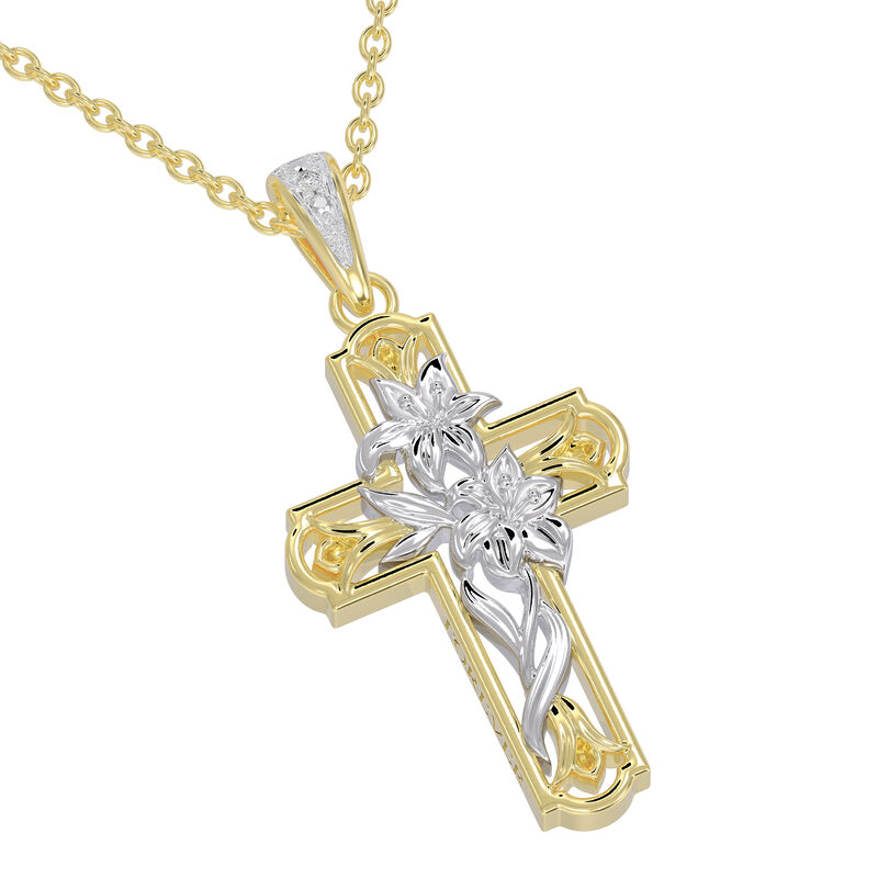 The Lord is My Shepherd Diamond Cross Pendant 10505 0017 b side view