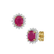 Radiant Ruby Diamond 9ct Gold Earrings UK RARUE a main