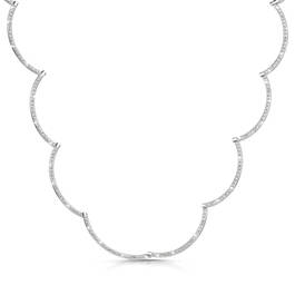 scallop cut sterling silver and diamond necklace UK SCSN b two