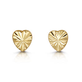 9ct gold heart diamond cut studs UK DCHGS a main