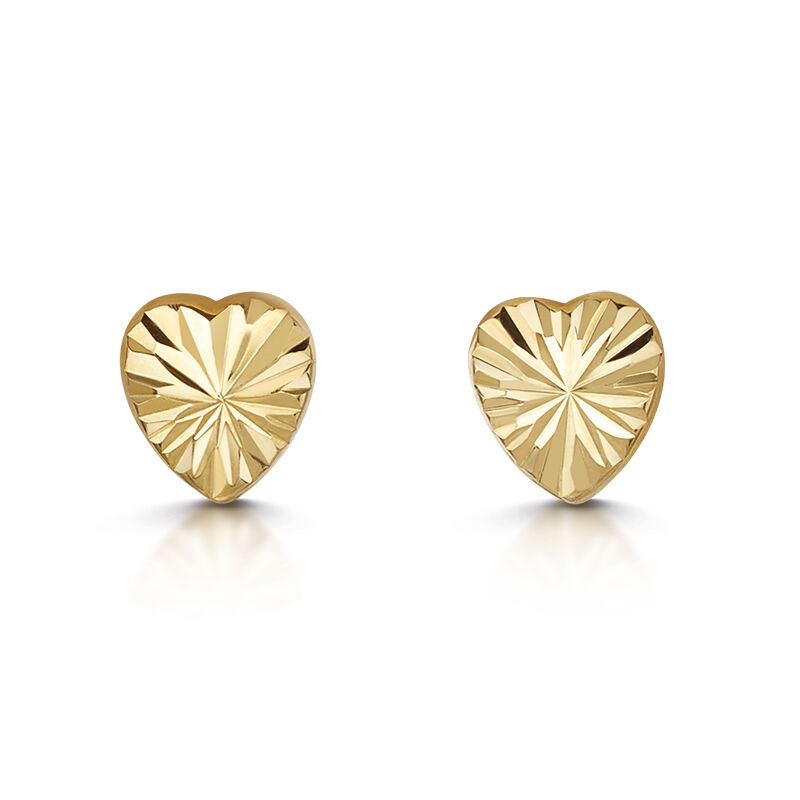 9ct gold heart diamond cut studs UK DCHGS a main