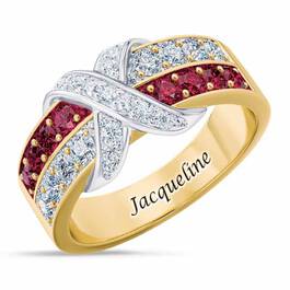 birthstone beauty diamond kiss personalised ring UK BSDKR a main