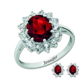 the birthstone halo jewellery set UK BSHJS b two