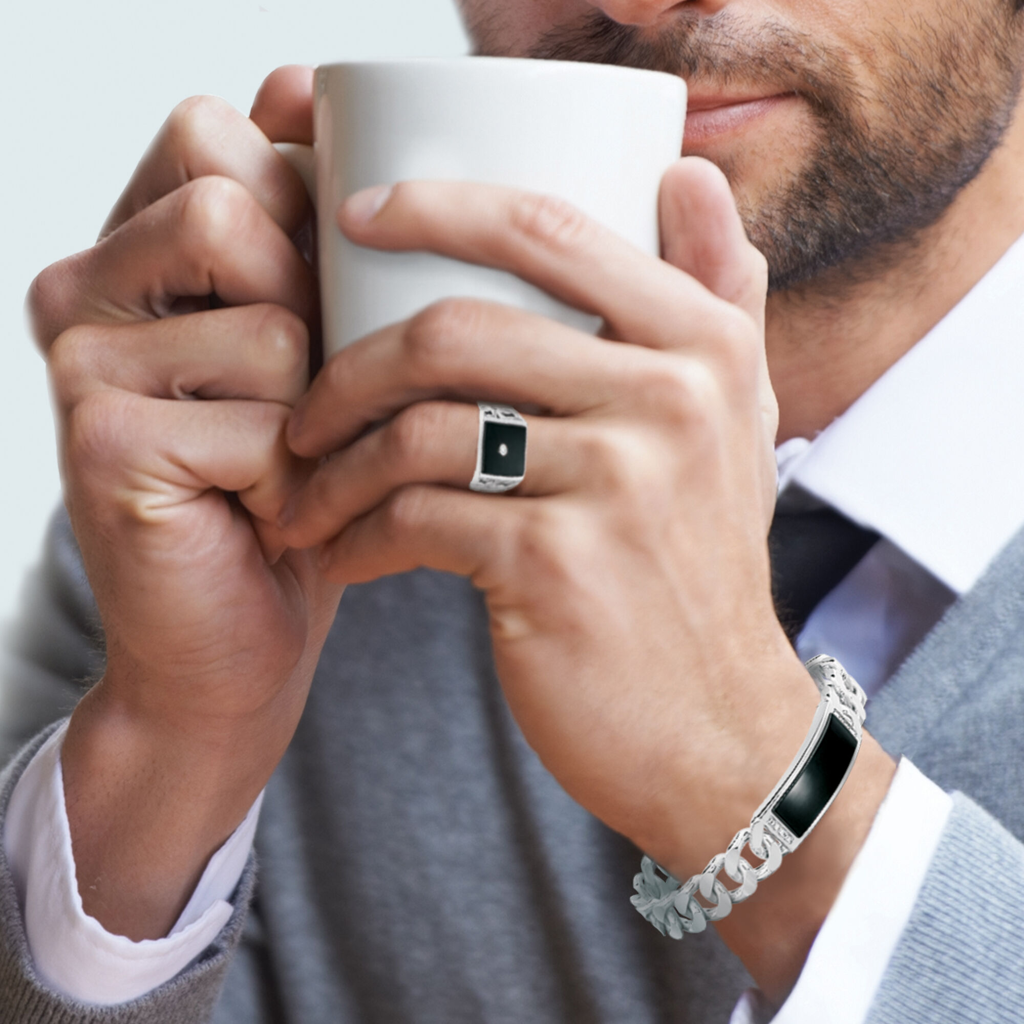 Mens bracelet and ring new arrivals set