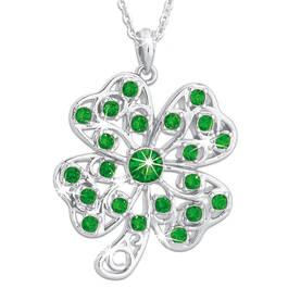 four leaf clover crystal pendant UK FLCCP a main