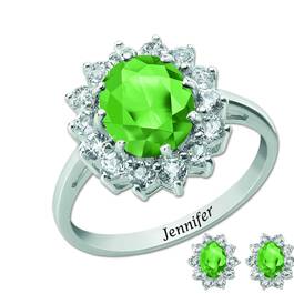 the birthstone halo jewellery set UK BSHJS i nine