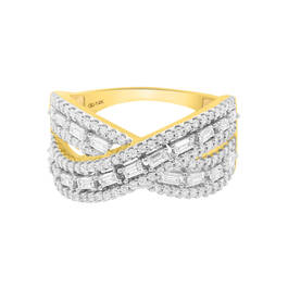 Fancy Genuine Diamond 14k Y Gold Crossover Ring 11142 0170 b alt