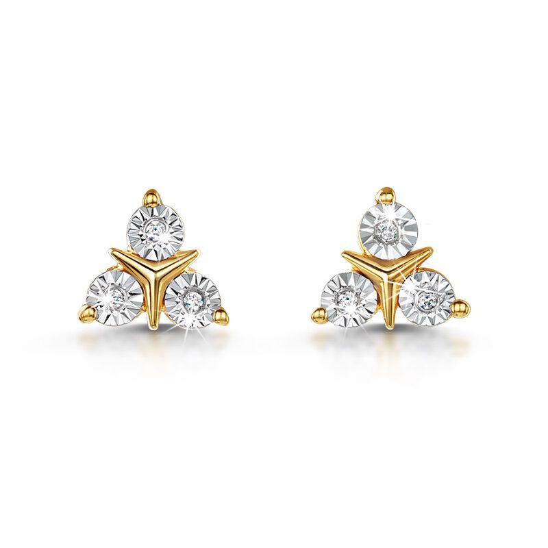 Diamond trio stud earrings cheap