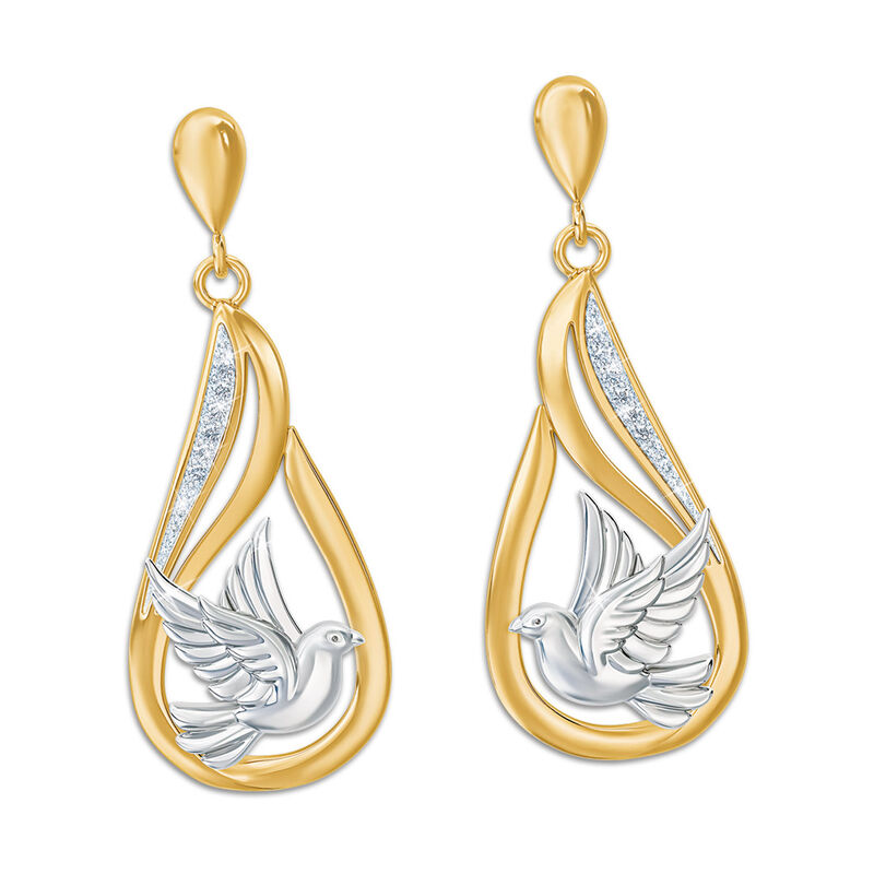 dove of peace diamond earrings UK DPDE a main