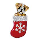 boxer pup in stocking brooch UK BPSTB a main