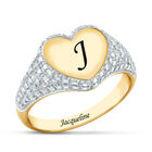Diamond Heart Personalised Signet Ring UK DHPSR a main