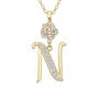 Diamond Rose Initial Pendant with Free Matching Earrings, Diamond Rose Initial Pendant 12023 0016 n pendant