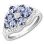 rare tanzanite bouquet silver ring UK TBSR a main