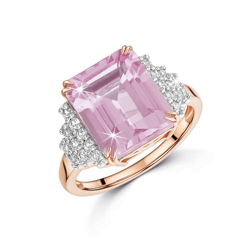 blushing amethyst and white zircon octagon cut ring UK PAOCR b two