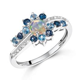 floral swirl opal blue topaz ring UK FSOTR a main