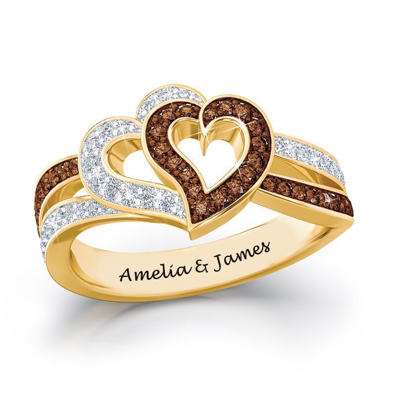Two Hearts One Love Personalised Ring