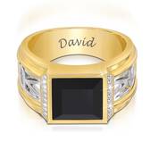 mens diamond and onyx personalised ring UK MDOPR a main