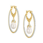 Precious In Pearls Diamond Hoop Earrings 6598 0013 a main