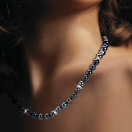 midnight spell black pearl necklace with UK MSPNE2 c three