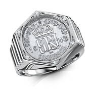 wwii gents silver sixpence ring UK GSXR a main