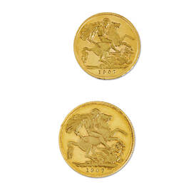 edward vii gold sovereign and half sovereign UK E7SOV b two