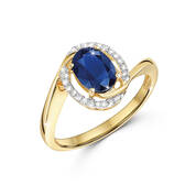 celestial sapphire and diamond swirl 14ct gold ring UK CSDSR a main