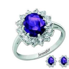 the birthstone halo jewellery set UK BSHJS c three