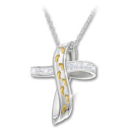 footprints diamond cross pendant UK FDCP2 a main