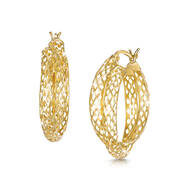 golden lattice hoop earrings UK GLHE a main