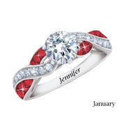 silver plated birthstone swirl ring UK SBSWR a main