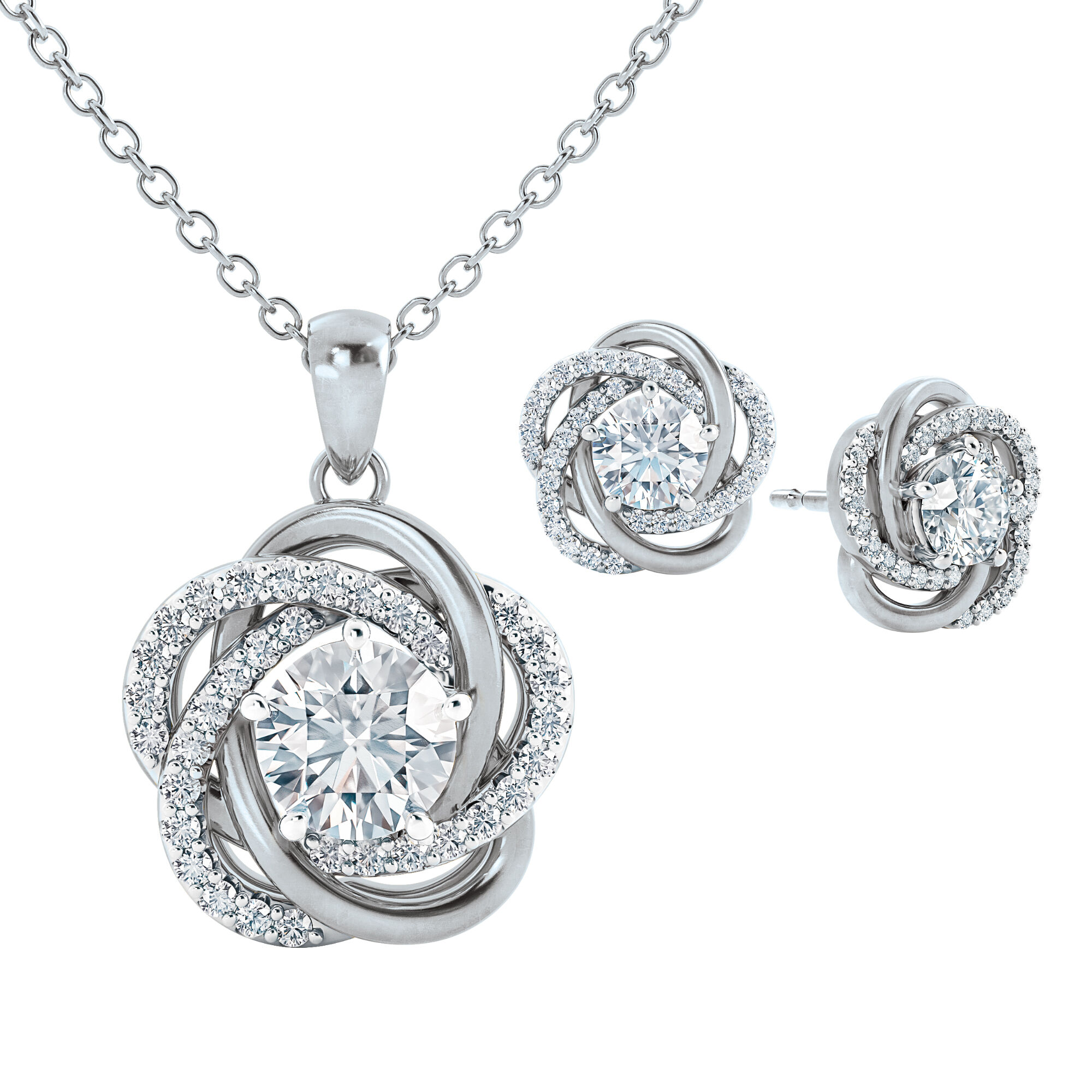 Perfectly Paired Love Knot Pendant with Matching Earrings