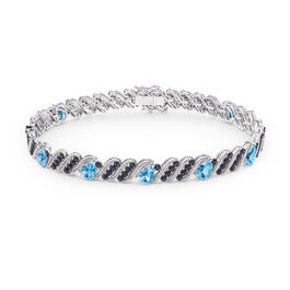 Personalized Black Diamond and Birthstone Bracelet 10776 0019 l december