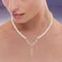 Pearl and Diamond Cross Necklace 10708 0012 m model