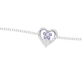 Silver Amethyst Flower Bracelet UK SAFB a main