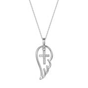 diamond silver angel wing cross pendant UK SAWCP a main