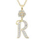 Diamond Rose Initial Pendant with Free Matching Earrings, Diamond Rose Initial Pendant 12023 0016 p pendant