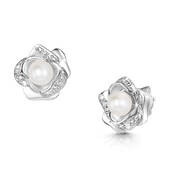 freshwater pearl and diamond bloom earrings UK FPBE a main