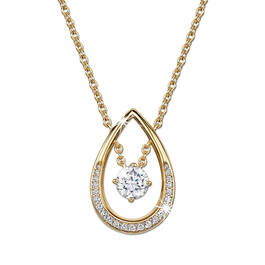 golden solitaire teardrop pendant UK GSTP a main