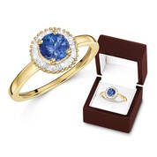 aaa tanzanite and diamond halo 9ct gold ring UK ETDHR b two
