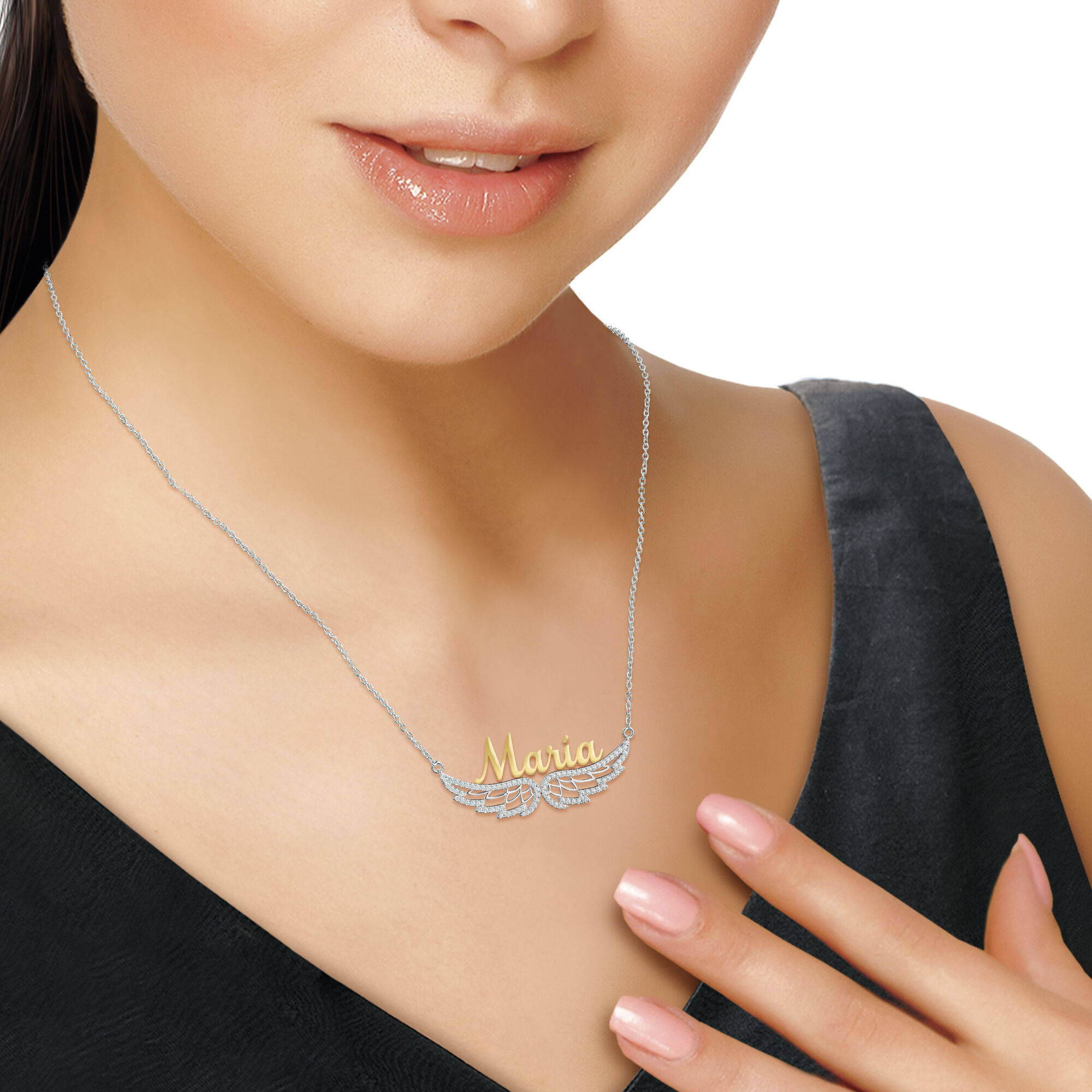 Personalized angel wing necklace clearance